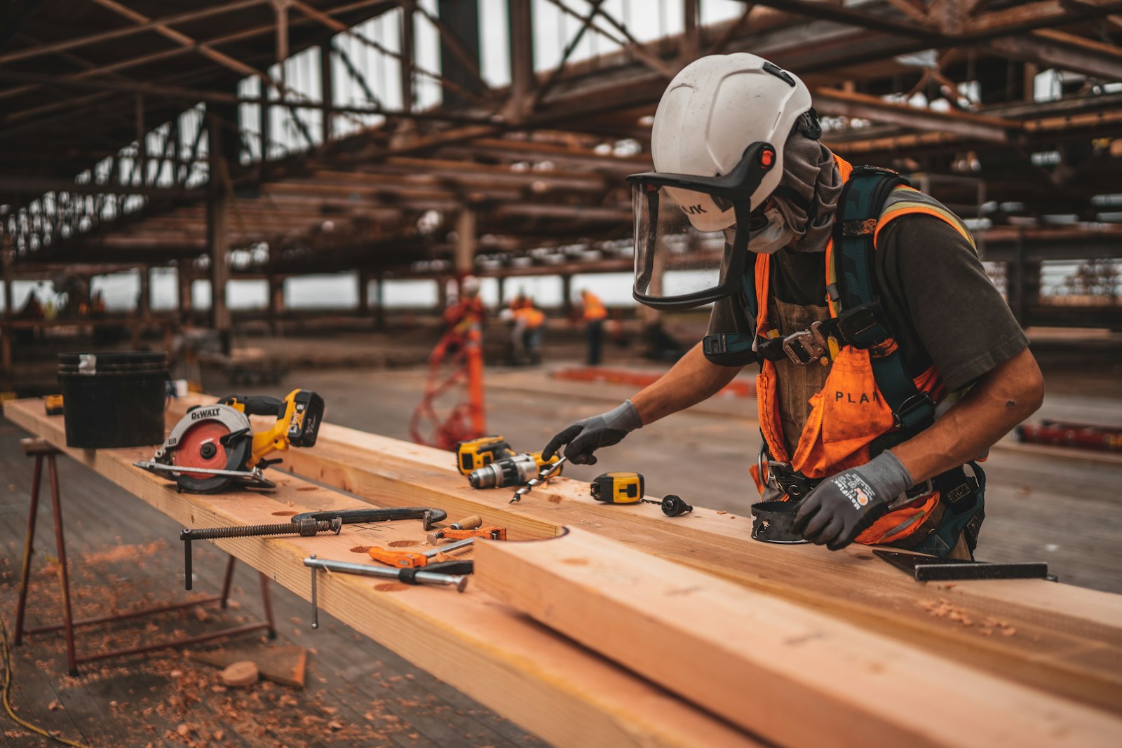 Roofing craftsman preparing materials on a job site